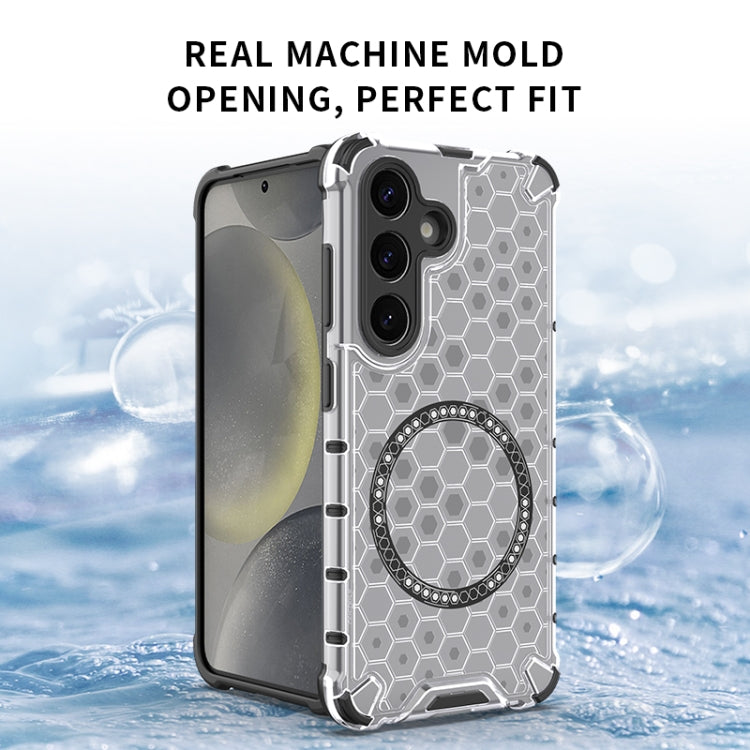 or Samsung Galaxy S25+ 5G Honeycomb Magnetic Ring Shockproof Phone Case(Blue) - Galaxy S25+ 5G Cases by PMC TechLife | Online Shopping South Africa | PMC TechLife | Buy Now Pay Later Mobicred