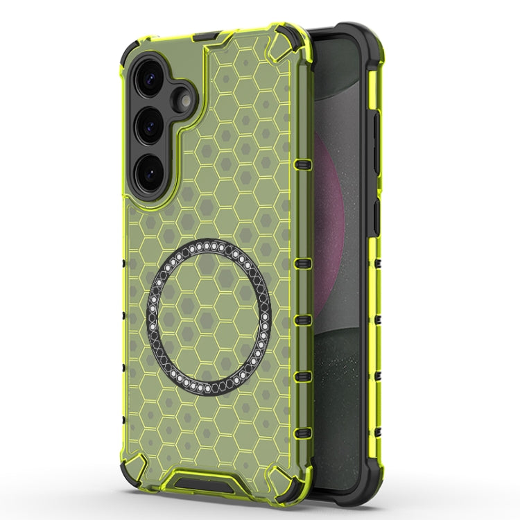 or Samsung Galaxy S25+ 5G Honeycomb Magnetic Ring Shockproof Phone Case(Green) - Galaxy S25+ 5G Cases by PMC Jewellery | Online Shopping South Africa | PMC Jewellery | Buy Now Pay Later Mobicred