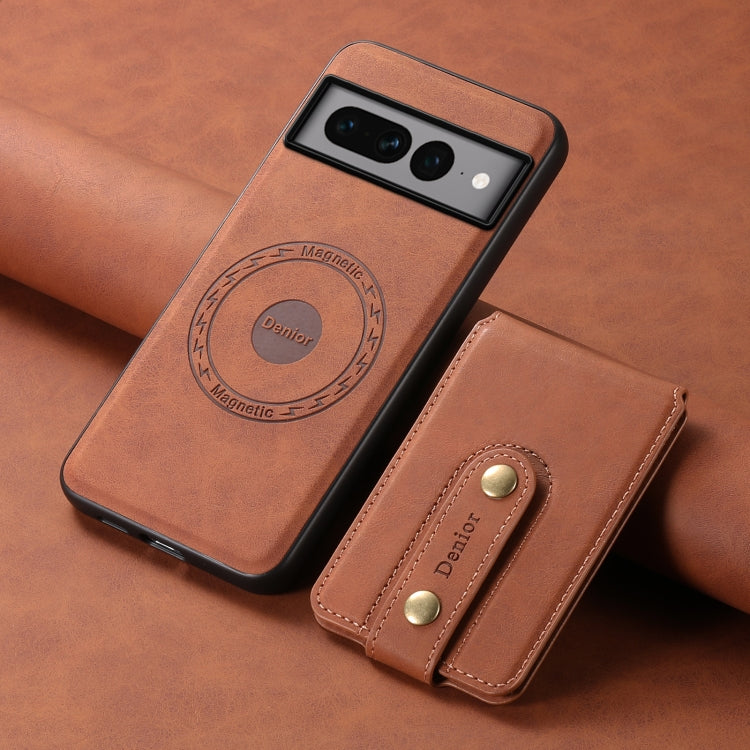 For Google Pixel 7 Pro 5G Denior D14 NK Retro Pattern MagSafe Magnetic Card Holder Leather Phone Case(Brown) - Google Cases by Denior | Online Shopping South Africa | PMC TechLife | Buy Now Pay Later Mobicred