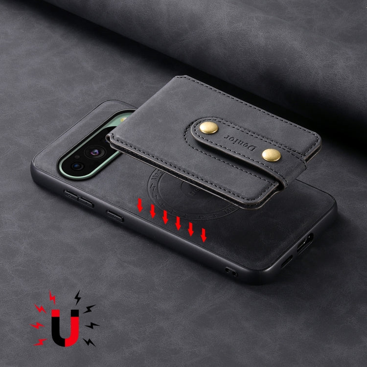 For Google Pixel 9 Denior D14 NK Retro Pattern MagSafe Magnetic Card Holder Leather Phone Case(Black) - Google Cases by Denior | Online Shopping South Africa | PMC Jewellery | Buy Now Pay Later Mobicred