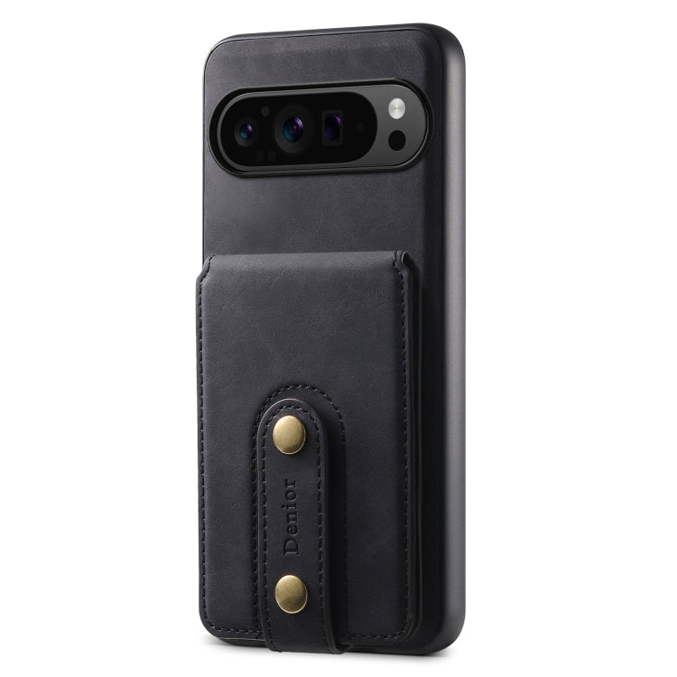 For Google Pixel 9 Pro Denior D14 NK Retro Pattern MagSafe Magnetic Card Holder Leather Phone Case(Black) - Google Cases by Denior | Online Shopping South Africa | PMC TechLife | Buy Now Pay Later Mobicred