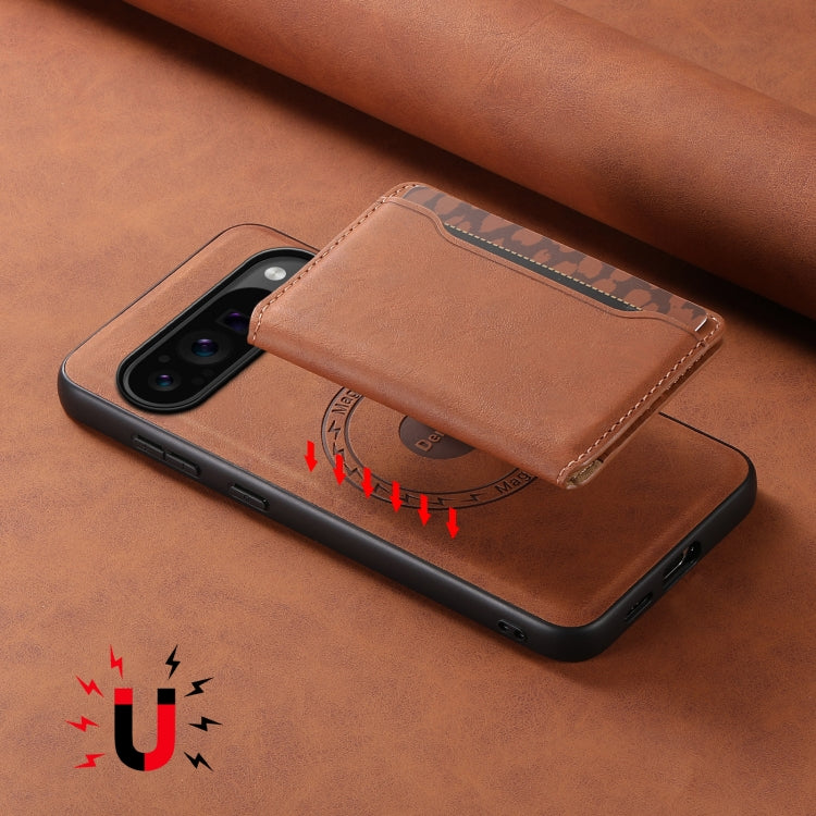 For Google Pixel 9 Pro Denior D13 Retro Texture Leather MagSafe Card Bag Phone Case(Brown) - free shipping - PMC TechLife - Order now!