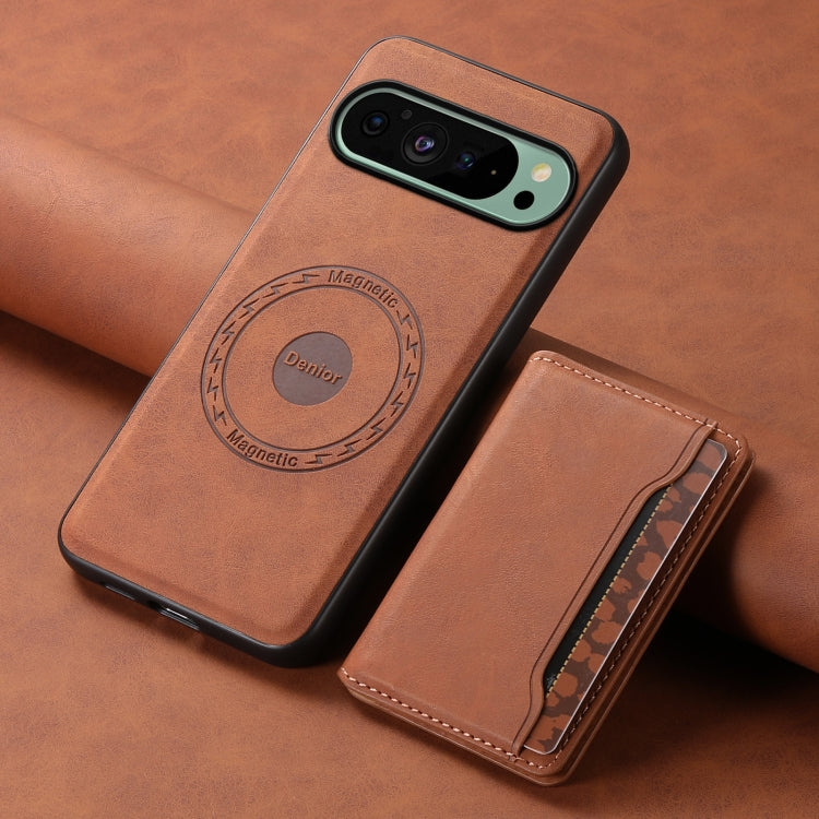 For Google Pixel 9 Denior D13 Retro Texture Leather MagSafe Card Bag Phone Case(Brown) - Google Cases by Denior | Online Shopping South Africa | PMC Jewellery | Buy Now Pay Later Mobicred