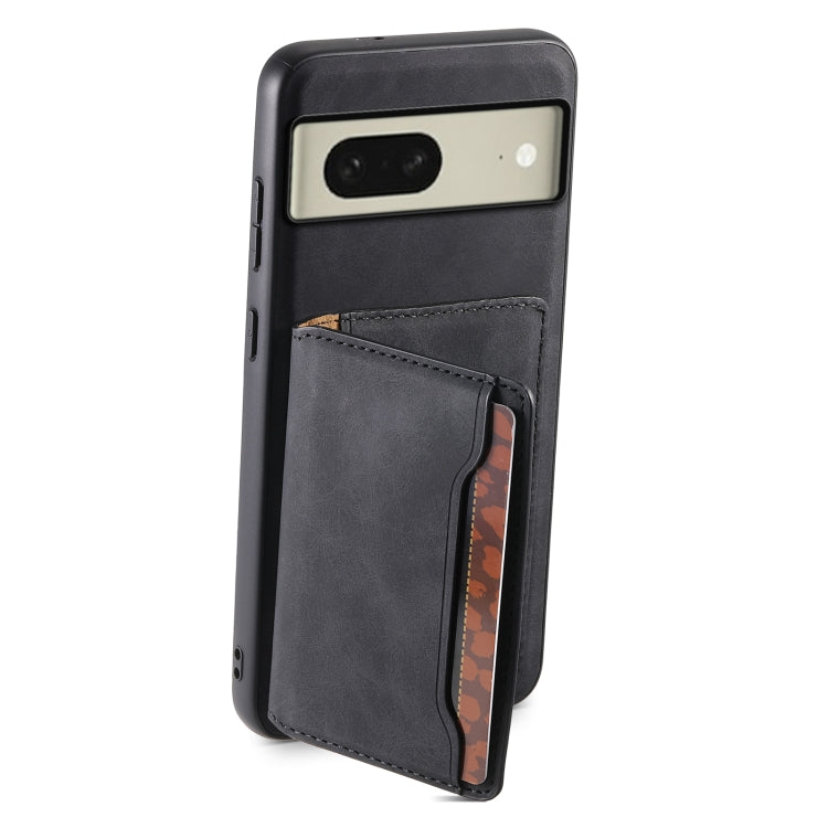 For Google Pixel 8 Denior D13 Retro Texture Leather MagSafe Card Bag Phone Case(Black) - Google Cases by Denior | Online Shopping South Africa | PMC TechLife | Buy Now Pay Later Mobicred