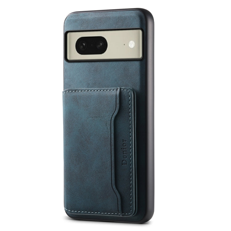 For Google Pixel 8 Denior D13 Retro Texture Leather MagSafe Card Bag Phone Case(Blue) - Google Cases by Denior | Online Shopping South Africa | PMC Jewellery | Buy Now Pay Later Mobicred