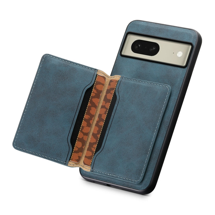 For Google Pixel 8 Denior D13 Retro Texture Leather MagSafe Card Bag Phone Case(Blue) - Google Cases by Denior | Online Shopping South Africa | PMC Jewellery | Buy Now Pay Later Mobicred