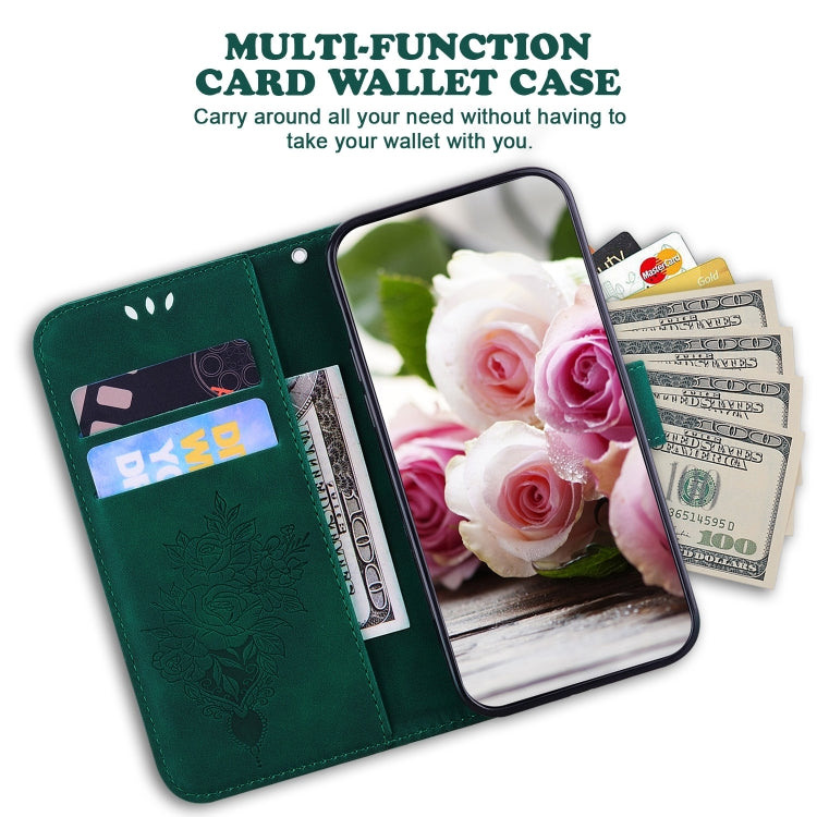 For iPhone 16e Butterfly Rose Embossed Leather Phone Case(Green) - iPhone 16e Cases by PMC TechLife | Online Shopping South Africa | PMC TechLife | Buy Now Pay Later Mobicred