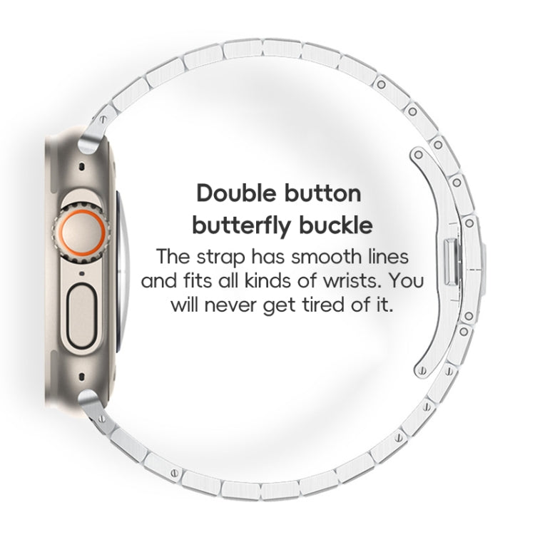 For Apple Watch Series 7 41mm PG94 Dual-link Modified Stainless Steel Watch Band(Silver) - free shipping - PMC TechLife - Order now!