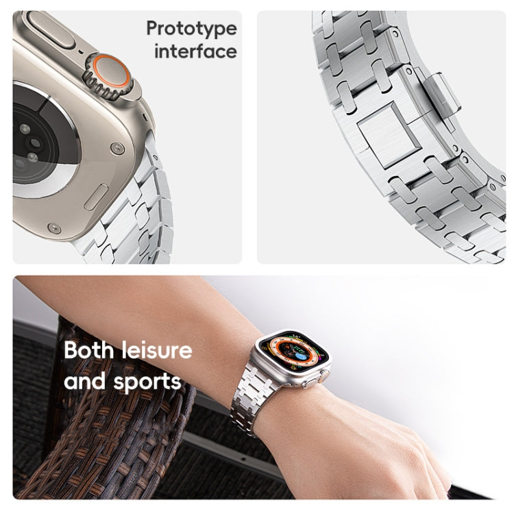 For Apple Watch SE 44mm PG94 Dual-link Modified Stainless Steel Watch Band(Gold) - free shipping - PMC TechLife - Order now!