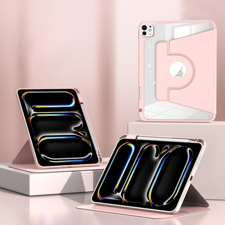 For iPad Pro 11 2024 Magnetic Split Leather Smart Tablet Case with Pen Slot(Pink) - iPad Pro 11 2024 Cases by PMC TechLife | Online Shopping South Africa | PMC TechLife | Buy Now Pay Later Mobicred