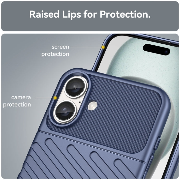 For iPhone 16 Plus Thunderbolt Shockproof Soft TPU Phone Case(Blue) - iPhone 16 Plus Cases by PMC TechLife | Online Shopping South Africa | PMC TechLife | Buy Now Pay Later Mobicred
