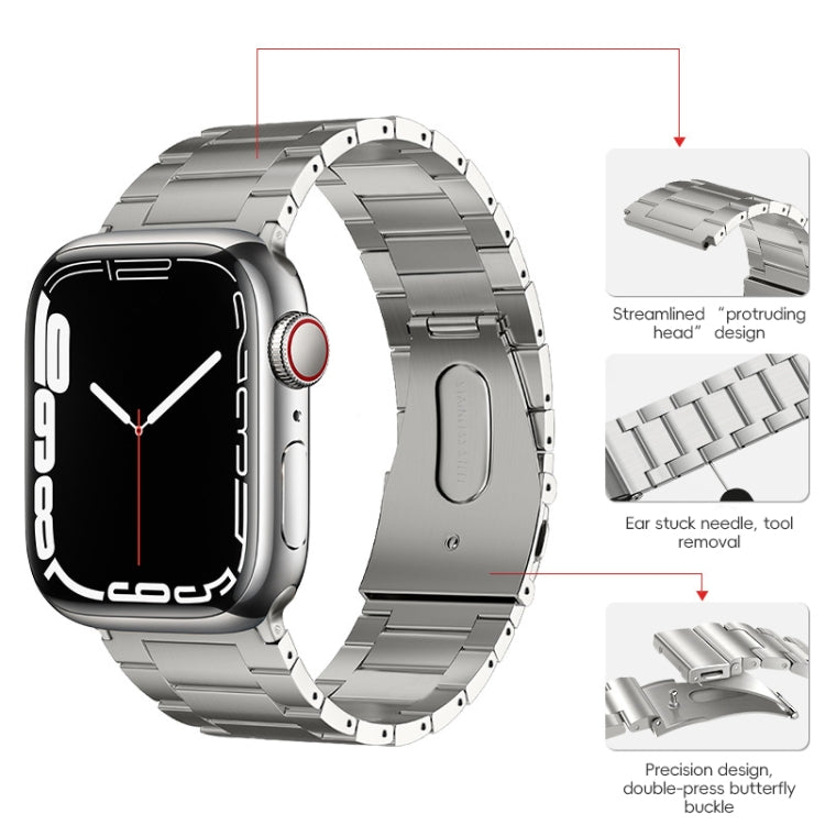 For Apple Watch SE 44mm PG63 Three-Bead Protrusion Titanium Metal Watch Band(Silver) - free shipping - PMC TechLife - Order now!