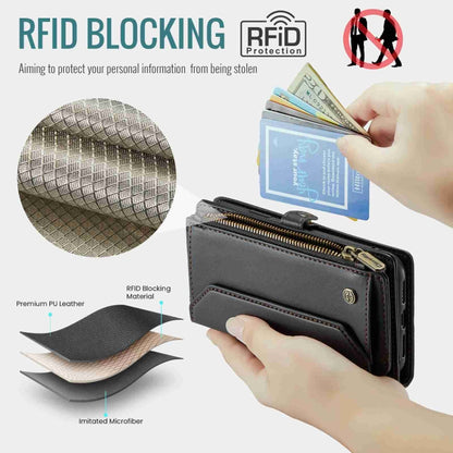 For iPhone XR CaseMe C36 Card Slots Zipper Wallet RFID Anti-theft Leather Phone Case(Black) - More iPhone Cases by CaseMe | Online Shopping South Africa | PMC Jewellery | Buy Now Pay Later Mobicred