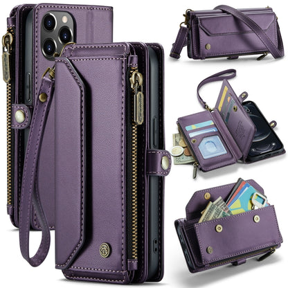 For iPhone 12 Pro Max CaseMe C36 Card Slots Zipper Wallet RFID Anti-theft Leather Phone Case(Purple) - iPhone 12 Pro Max Cases by CaseMe | Online Shopping South Africa | PMC Jewellery | Buy Now Pay Later Mobicred