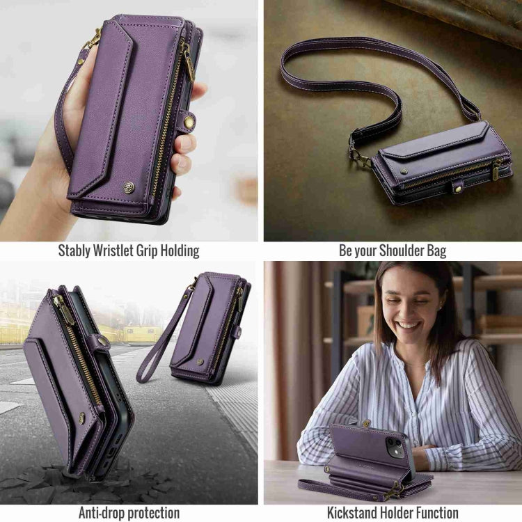 For iPhone 12 CaseMe C36 Card Slots Zipper Wallet RFID Anti-theft Leather Phone Case(Purple) - iPhone 12 / 12 Pro Cases by CaseMe | Online Shopping South Africa | PMC Jewellery | Buy Now Pay Later Mobicred