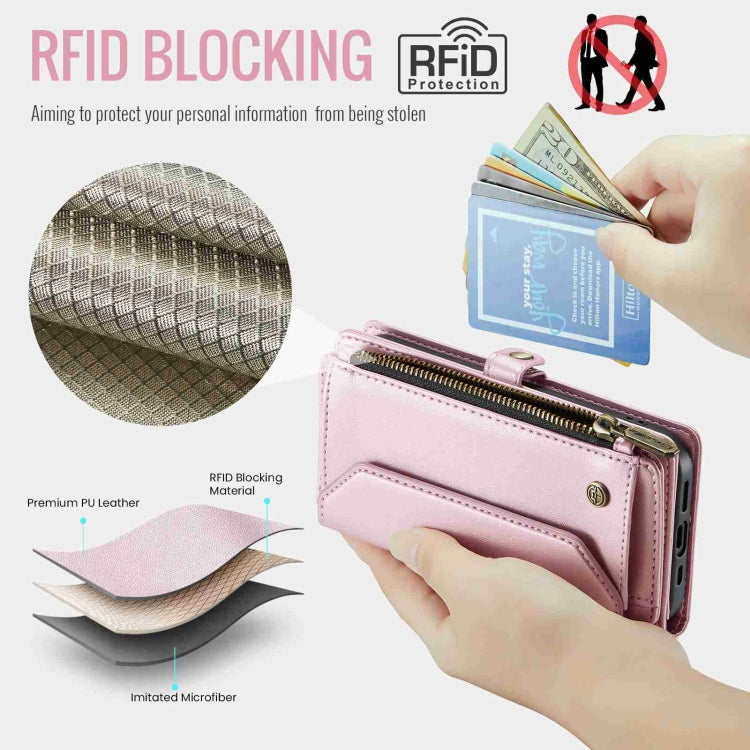 For iPhone 15 CaseMe C36 Card Slots Zipper Wallet RFID Anti-theft Leather Phone Case(Pink) - iPhone 15 Cases by CaseMe | Online Shopping South Africa | PMC Jewellery | Buy Now Pay Later Mobicred