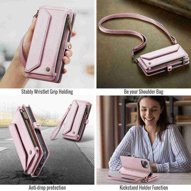 For iPhone 15 CaseMe C36 Card Slots Zipper Wallet RFID Anti-theft Leather Phone Case(Pink) - iPhone 15 Cases by CaseMe | Online Shopping South Africa | PMC Jewellery | Buy Now Pay Later Mobicred