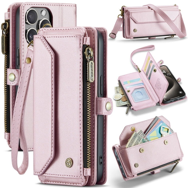 For iPhone 15 Pro Max CaseMe C36 Card Slots Zipper Wallet RFID Anti-theft Leather Phone Case(Pink) - iPhone 15 Pro Max Cases by CaseMe | Online Shopping South Africa | PMC Jewellery | Buy Now Pay Later Mobicred