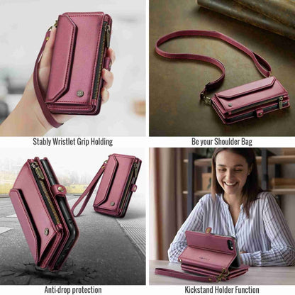 For iPhone 8 / 7 / 6 CaseMe C36 Card Slots Zipper Wallet RFID Anti-theft Leather Phone Case(Wine Red) - More iPhone Cases by CaseMe | Online Shopping South Africa | PMC Jewellery | Buy Now Pay Later Mobicred