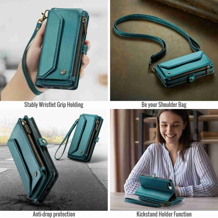 For iPhone 8 Plus / 7 Plus / 6 Plus CaseMe C36 Card Slots Zipper Wallet RFID Anti-theft Leather Phone Case(Blue-green) - More iPhone Cases by CaseMe | Online Shopping South Africa | PMC Jewellery | Buy Now Pay Later Mobicred