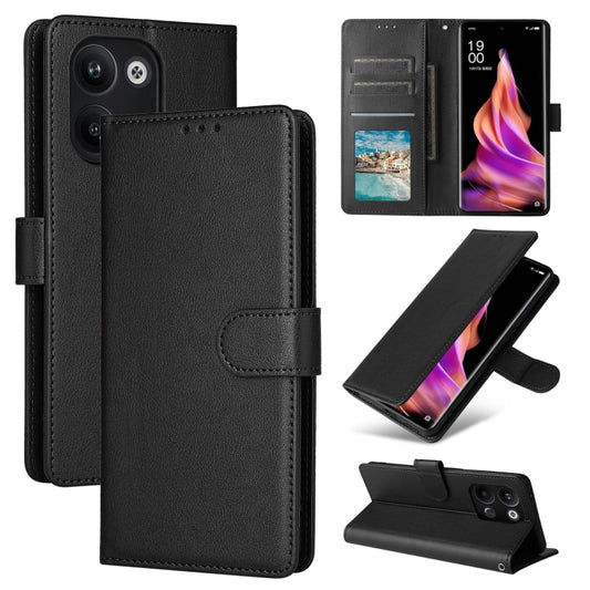 For OPPO Reno9 /9 Pro 5G Multifunctional Horizontal Flip Leather Phone Case with Three Card Slot(Black) - OPPO Cases by PMC Jewellery | Online Shopping South Africa | PMC Jewellery | Buy Now Pay Later Mobicred