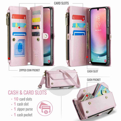 For Samsung Galaxy A24 CaseMe C36 Card Slots Zipper Wallet RFID Anti-theft Leather Phone Case(Pink) - Galaxy Phone Cases by CaseMe | Online Shopping South Africa | PMC Jewellery | Buy Now Pay Later Mobicred