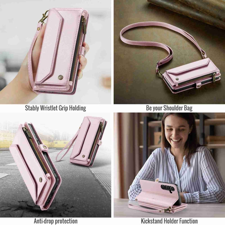 For Samsung Galaxy A25 CaseMe C36 Card Slots Zipper Wallet RFID Anti-theft Leather Phone Case(Pink) - Galaxy Phone Cases by CaseMe | Online Shopping South Africa | PMC Jewellery | Buy Now Pay Later Mobicred