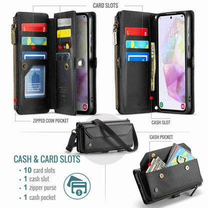 For Samsung Galaxy A35 5G CaseMe C36 Card Slots Zipper Wallet RFID Anti-theft Leather Phone Case(Black) - Galaxy Phone Cases by CaseMe | Online Shopping South Africa | PMC Jewellery | Buy Now Pay Later Mobicred