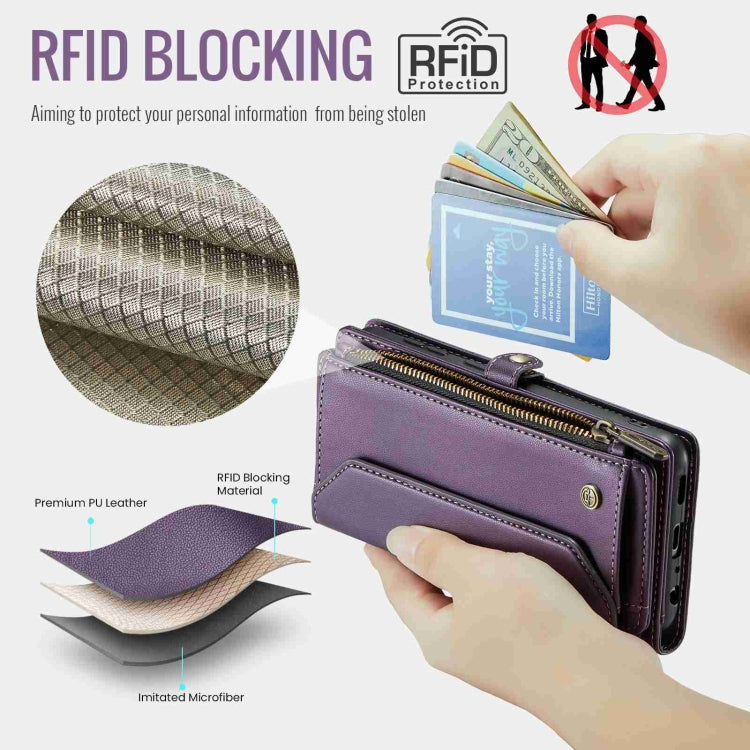 For Samsung Galaxy A52 / A52s 5G CaseMe C36 Card Slots Zipper Wallet RFID Anti-theft Leather Phone Case(Purple) - Galaxy Phone Cases by CaseMe | Online Shopping South Africa | PMC Jewellery | Buy Now Pay Later Mobicred