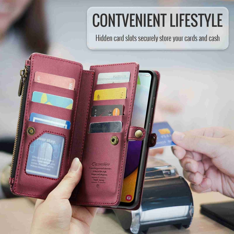 For Samsung Galaxy A52 / A52s 5G CaseMe C36 Card Slots Zipper Wallet RFID Anti-theft Leather Phone Case(Wine Red) - Galaxy Phone Cases by CaseMe | Online Shopping South Africa | PMC Jewellery | Buy Now Pay Later Mobicred