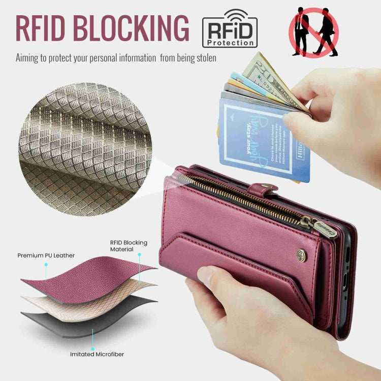 For Samsung Galaxy A54 5G CaseMe C36 Card Slots Zipper Wallet RFID Anti-theft Leather Phone Case(Wine Red) - Galaxy Phone Cases by CaseMe | Online Shopping South Africa | PMC Jewellery | Buy Now Pay Later Mobicred