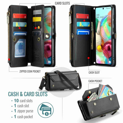 For Samsung Galaxy A71 4G CaseMe C36 Card Slots Zipper Wallet RFID Anti-theft Leather Phone Case(Black) - Galaxy Phone Cases by CaseMe | Online Shopping South Africa | PMC Jewellery | Buy Now Pay Later Mobicred