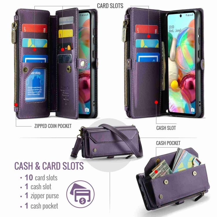 For Samsung Galaxy A71 4G CaseMe C36 Card Slots Zipper Wallet RFID Anti-theft Leather Phone Case(Purple) - Galaxy Phone Cases by CaseMe | Online Shopping South Africa | PMC Jewellery | Buy Now Pay Later Mobicred