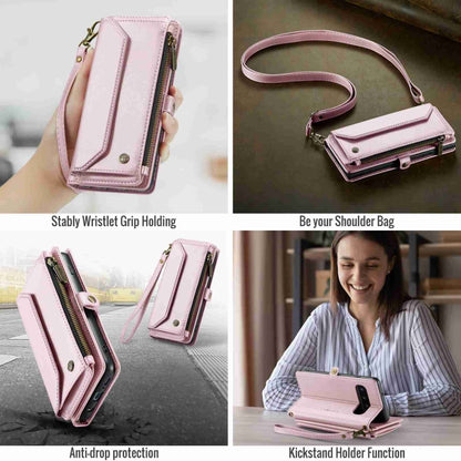 For Samsung Galaxy S10 CaseMe C36 Card Slots Zipper Wallet RFID Anti-theft Leather Phone Case(Pink) - Galaxy Phone Cases by CaseMe | Online Shopping South Africa | PMC Jewellery | Buy Now Pay Later Mobicred