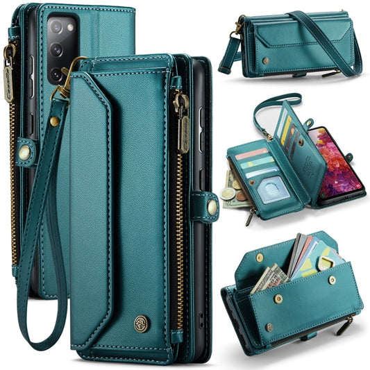 For Samsung Galaxy S20 FE CaseMe C36 Card Slots Zipper Wallet RFID Anti-theft Leather Phone Case(Blue-green) - Galaxy S20 FE Cases by CaseMe | Online Shopping South Africa | PMC Jewellery | Buy Now Pay Later Mobicred