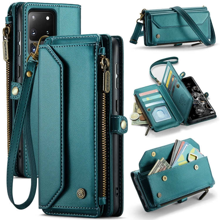 For Samsung Galaxy S20 Ultra CaseMe C36 Card Slots Zipper Wallet RFID Anti-theft Leather Phone Case(Blue-green) - Galaxy Phone Cases by CaseMe | Online Shopping South Africa | PMC Jewellery | Buy Now Pay Later Mobicred