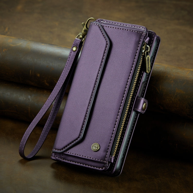 For Samsung Galaxy S21+ 5G CaseMe C36 Card Slots Zipper Wallet RFID Anti-theft Leather Phone Case(Purple) - Galaxy S21+ 5G Cases by CaseMe | Online Shopping South Africa | PMC Jewellery | Buy Now Pay Later Mobicred