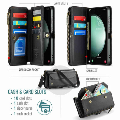 For Samsung Galaxy S23 FE 5G CaseMe C36 Card Slots Zipper Wallet RFID Anti-theft Leather Phone Case(Black) - Galaxy S23 FE 5G Cases by CaseMe | Online Shopping South Africa | PMC Jewellery | Buy Now Pay Later Mobicred