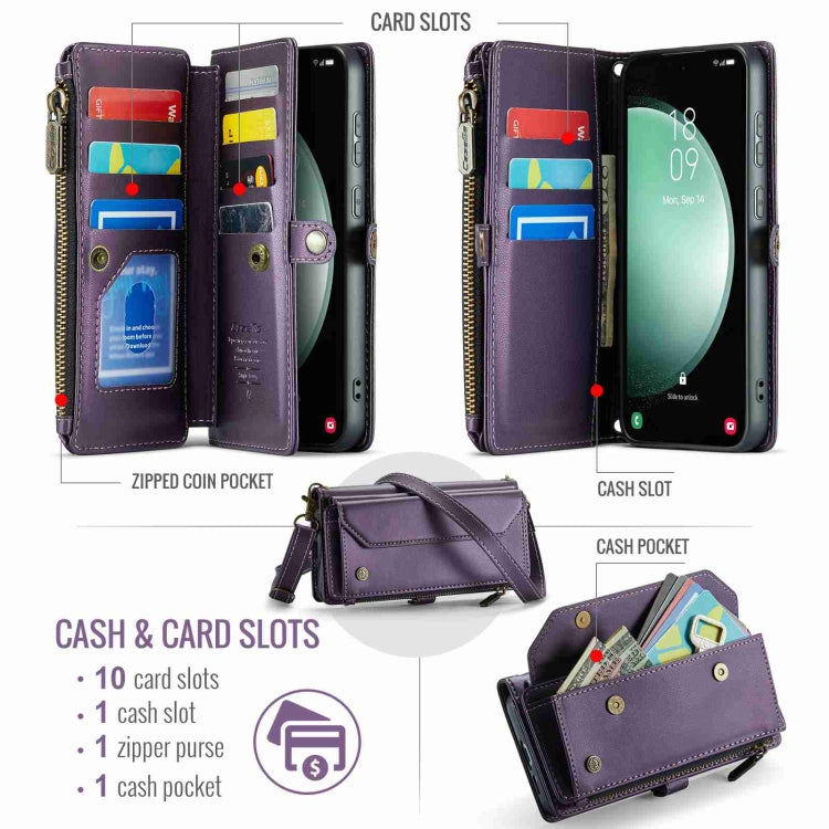 For Samsung Galaxy S23 FE 5G CaseMe C36 Card Slots Zipper Wallet RFID Anti-theft Leather Phone Case(Purple) - Galaxy S23 FE 5G Cases by CaseMe | Online Shopping South Africa | PMC Jewellery | Buy Now Pay Later Mobicred