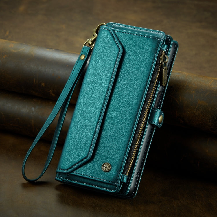 For Samsung Galaxy S24 Ultra 5G CaseMe C36 Card Slots Zipper Wallet RFID Anti-theft Leather Phone Case(Blue-green) - Galaxy S24 Ultra 5G Cases by CaseMe | Online Shopping South Africa | PMC Jewellery | Buy Now Pay Later Mobicred