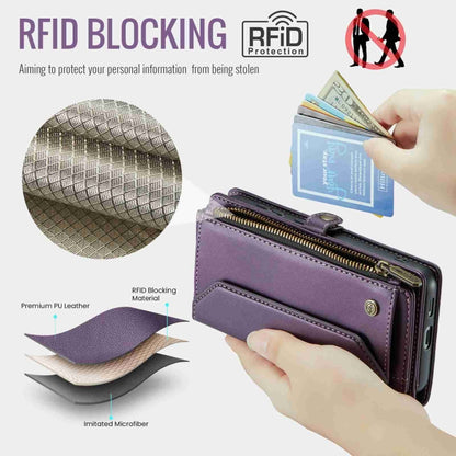 For Samsung Galaxy S24+ 5G CaseMe C36 Card Slots Zipper Wallet RFID Anti-theft Leather Phone Case(Purple) - Galaxy S24+ 5G Cases by CaseMe | Online Shopping South Africa | PMC Jewellery | Buy Now Pay Later Mobicred