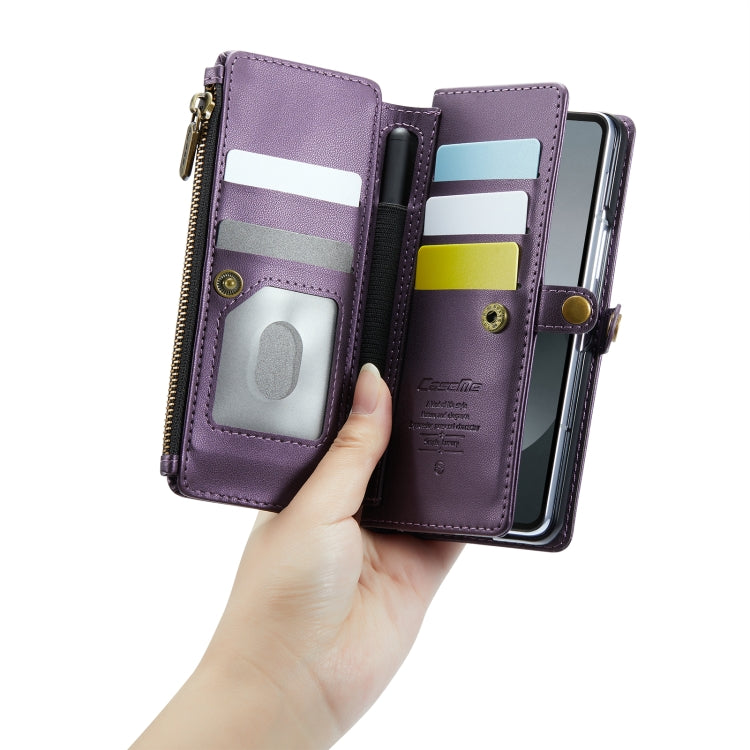 For Samsung Galaxy Z Fold6 5G CaseMe C36 Card Slots Zipper Wallet RFID Anti-theft Leather Phone Case(Purple) - Galaxy Z Fold6 5G Cases by CaseMe | Online Shopping South Africa | PMC Jewellery | Buy Now Pay Later Mobicred