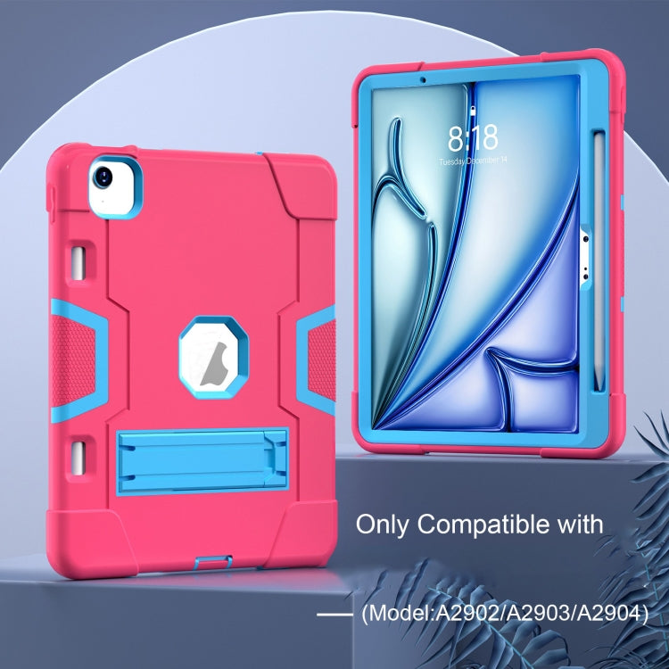 For iPad Air 11 2024 Contrast Color Silicone Acrylic PC Tablet Case with Holder(Rose Red Blue) - iPad Air 11 2024 Cases by PMC Jewellery | Online Shopping South Africa | PMC Jewellery | Buy Now Pay Later Mobicred