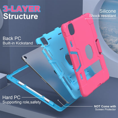 For iPad Air 11 2024 Contrast Color Silicone Acrylic PC Tablet Case with Holder(Rose Red Blue) - iPad Air 11 2024 Cases by PMC Jewellery | Online Shopping South Africa | PMC Jewellery | Buy Now Pay Later Mobicred