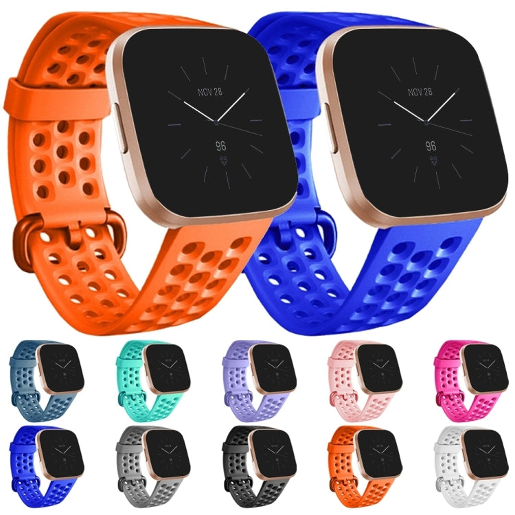 For Fitbit Versa 2 Breathable Silicone Watch Band, Size: Small(Cyan) - Watch Bands by PMc TechLife | Online Shopping South Africa | PMc TechLife | Buy Now Pay Later Mobicred