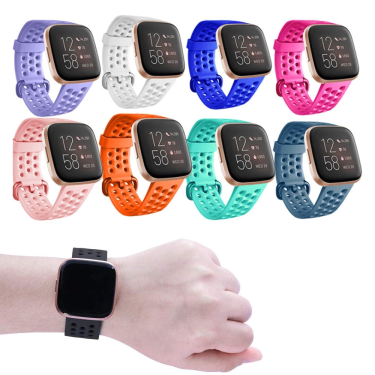 For Fitbit Versa 2 Breathable Silicone Watch Band, Size: Small(Cyan) - Watch Bands by PMc TechLife | Online Shopping South Africa | PMc TechLife | Buy Now Pay Later Mobicred