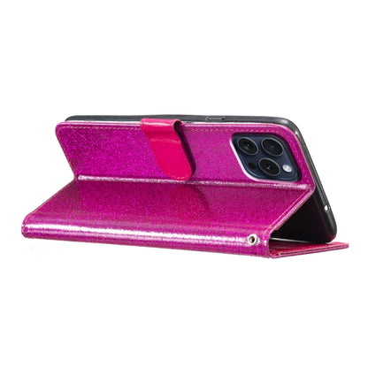 For iPhone 16 Pro Glitter Powder Flip Leather Phone Case(Rose Red) - iPhone 16 Pro Cases by PMC Jewellery | Online Shopping South Africa | PMC Jewellery | Buy Now Pay Later Mobicred