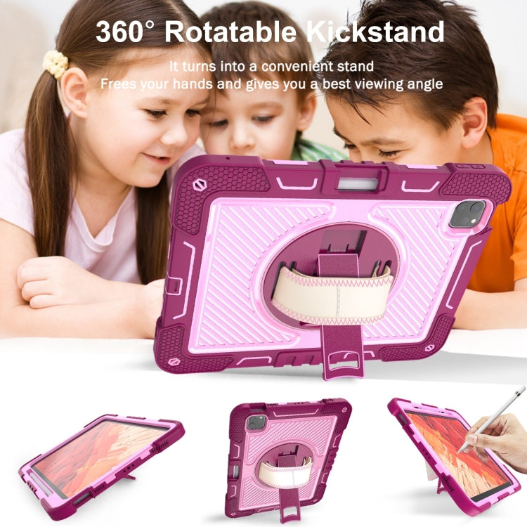 For iPad Pro 11 2024 360 Degree Rotation PC Contrast Silicone Tablet Case(Rose Red + Pink) - iPad Pro 11 2024 Cases by PMC TechLife | Online Shopping South Africa | PMC TechLife | Buy Now Pay Later Mobicred