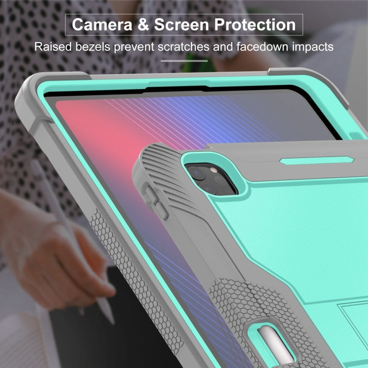 For iPad Pro 13 2024 Shockproof Silicone Hybrid PC Tablet Case with Holder(Mint Green + Grey) - iPad Pro 13 2024 Cases by PMC Jewellery | Online Shopping South Africa | PMC Jewellery | Buy Now Pay Later Mobicred