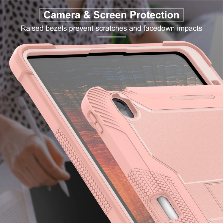 For iPad Air 13 2024 Shockproof Silicone Hybrid PC Tablet Case with Holder(Rose Gold) - iPad Air 13 2024 Cases by PMC Jewellery | Online Shopping South Africa | PMC Jewellery | Buy Now Pay Later Mobicred